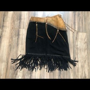 Kobler Leather Genuine Cowhide Skirt w/ Fringe